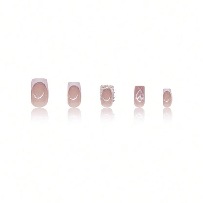 Decorative Rhinestone and Heart Design Press-On Nails Acalora