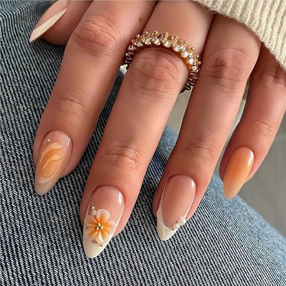 Decorative Floral Acrylic Nail Set Acalora
