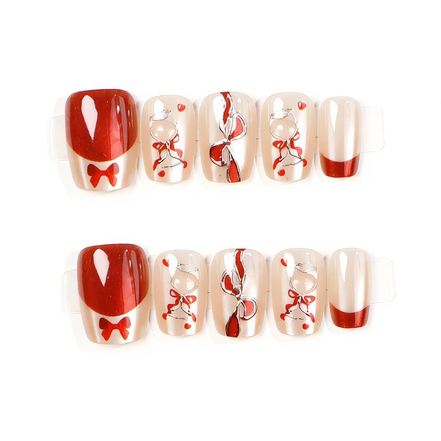 Decorative Press-On Nail Art Set with Ribbon Design Acalora