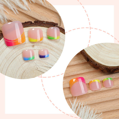 Vibrant Geometric Pattern Press-On Nails Acalora