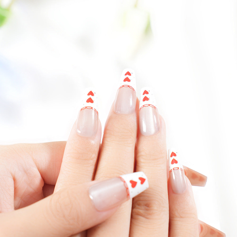 Romantic Heart-Themed Press-On Nail Set Acalora