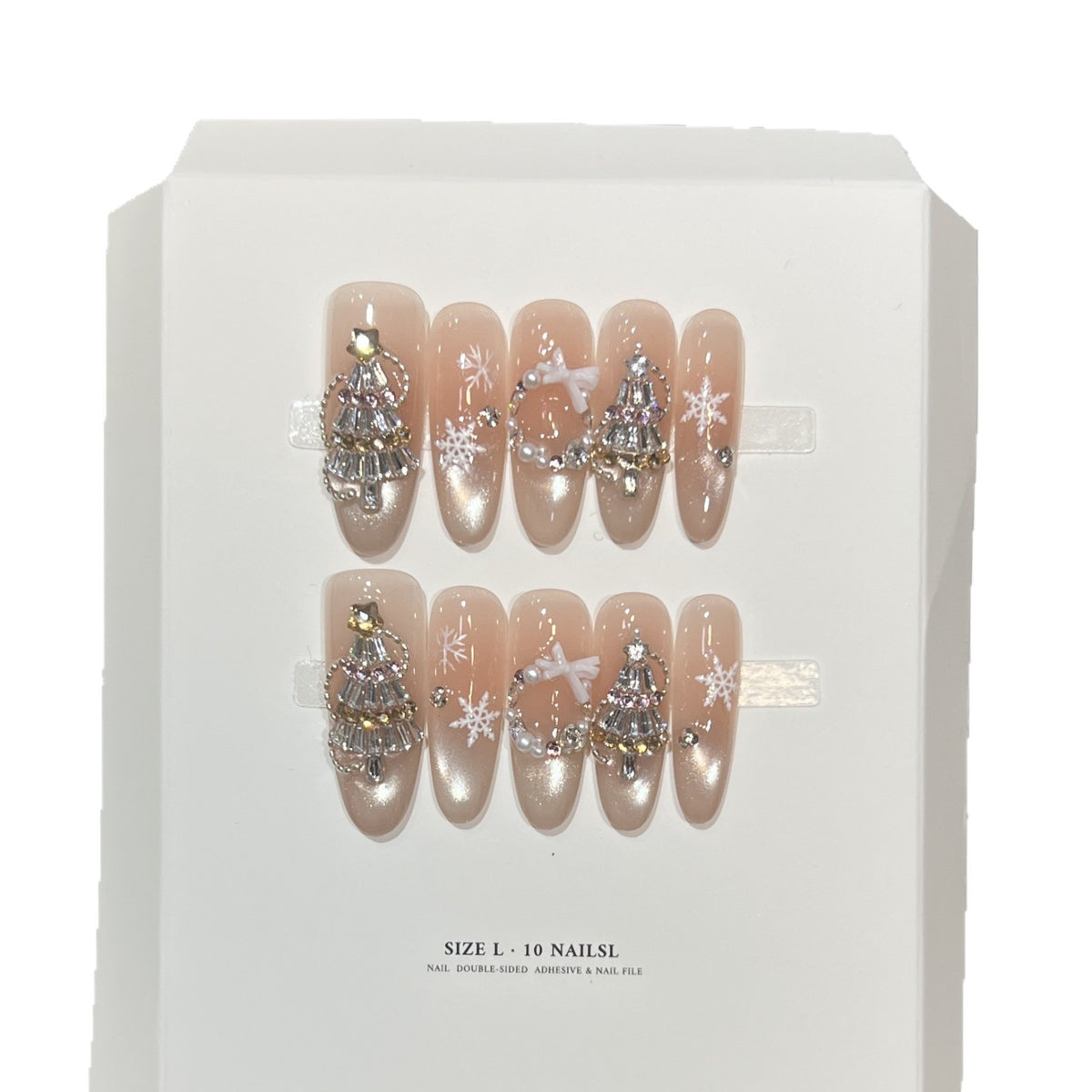 Glittery Press-On Nail Art Set with Snowflake Design Acalora