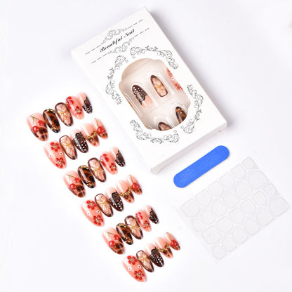 High-quality artificial nail creation with floral decorations Acalora