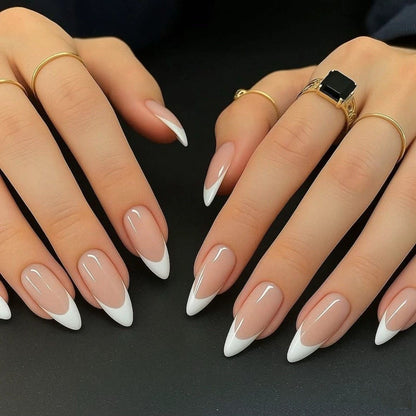 Artificial nails in elegant casual French tip design Acalora