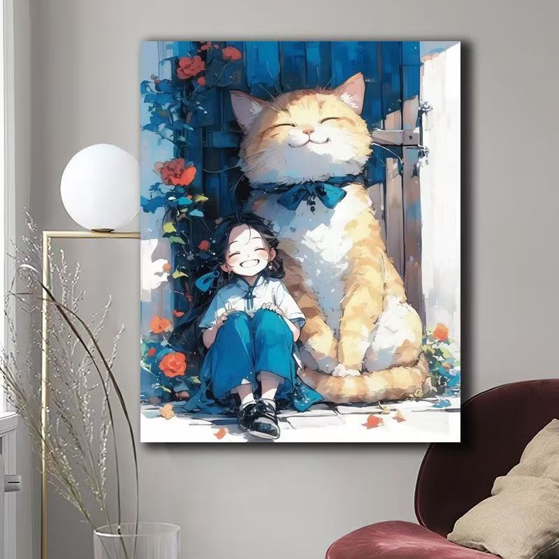 Illustrated Cat-Themed Wall Art