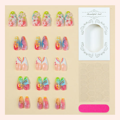 Artistic Floral Press-On Nail Art Set Acalora