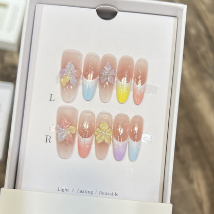 Floral-Inspired Artistic Press-On Nail Set Acalora