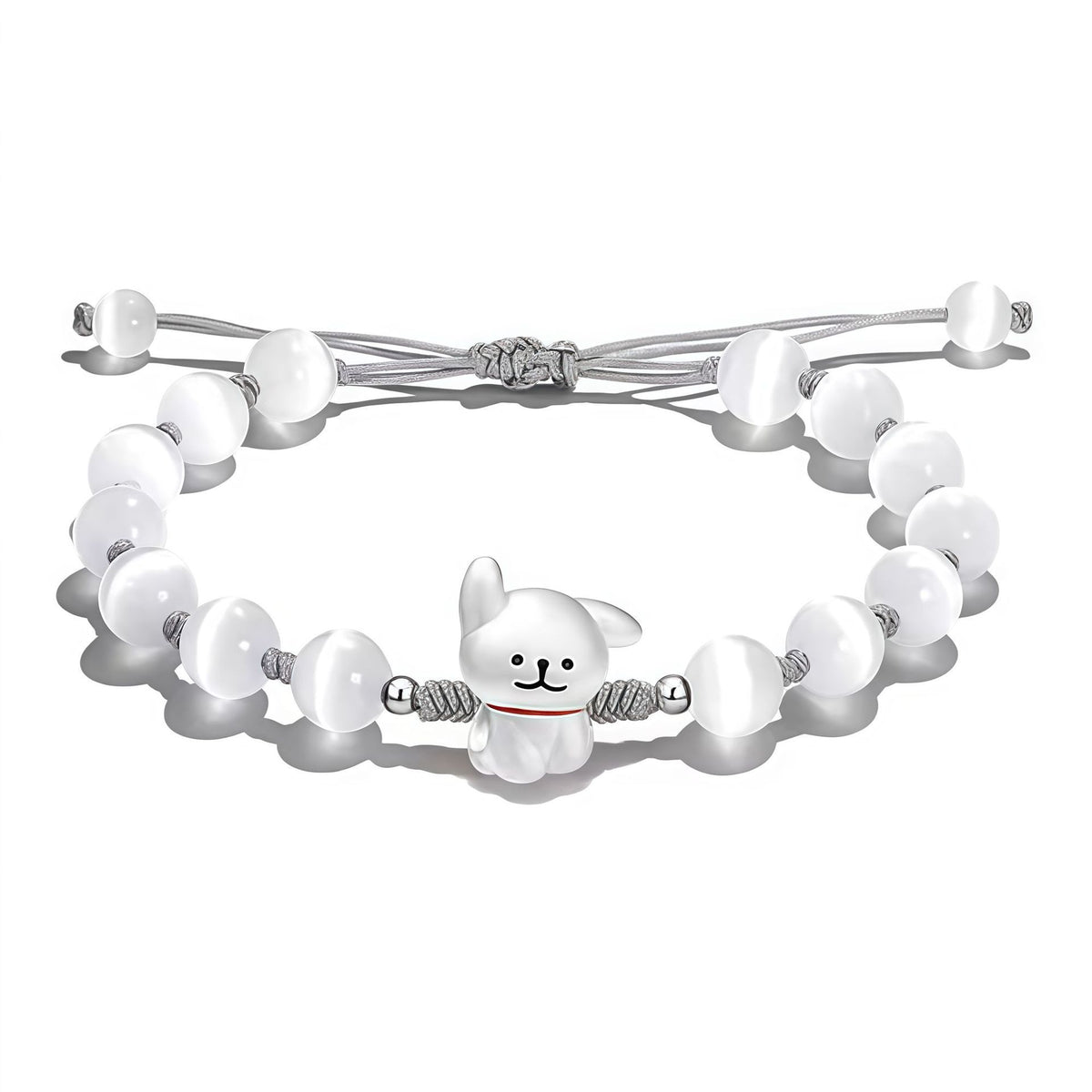 Playful Dog Charm Beaded Bracelet Acalora