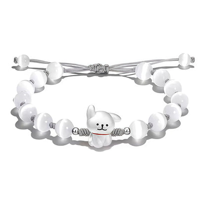 Playful Dog Charm Beaded Bracelet Acalora