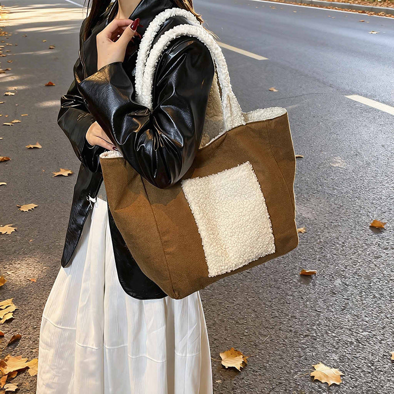 Cozy Sherpa Lined Tote Bag Acalora