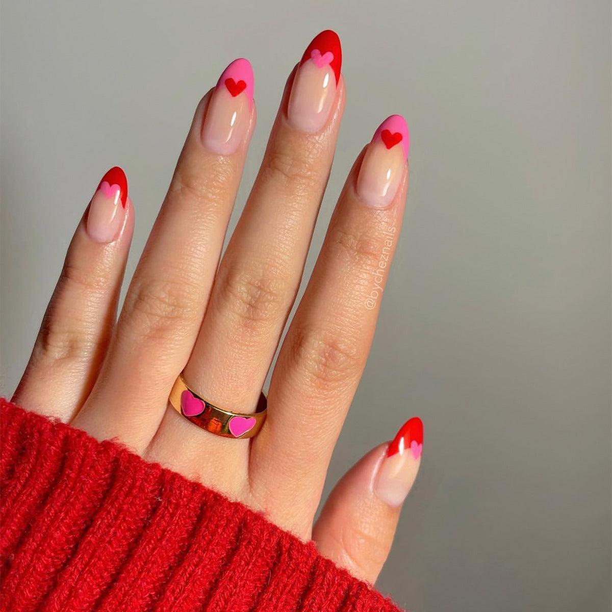 Heart-Patterned Press-On Nails Acalora