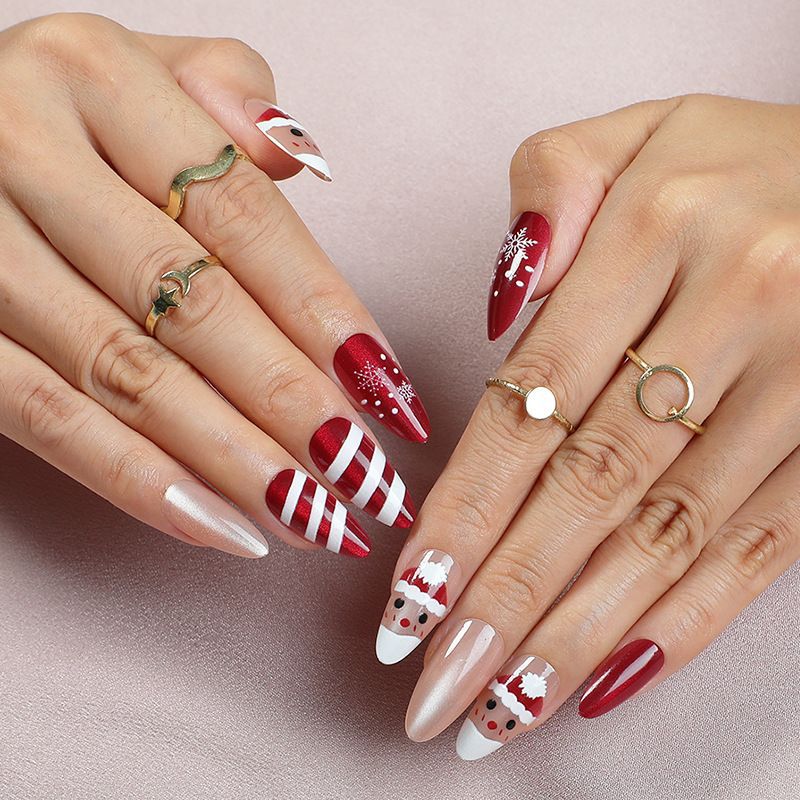 Artificial nail set with festive Christmas designs Acalora