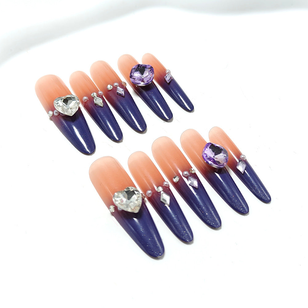 Artificial nails with glitter and elegant 3D applications Acalora