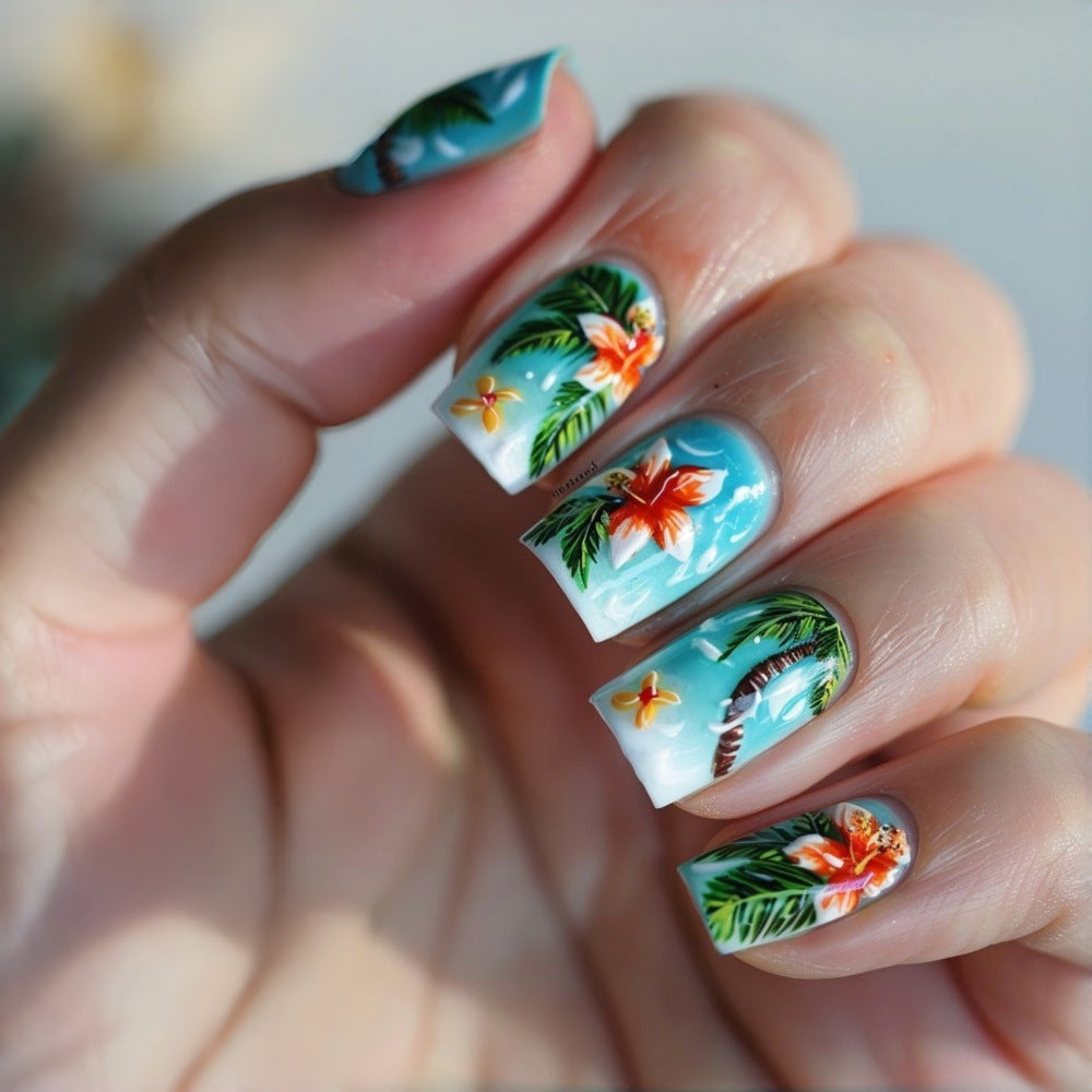 Nail Art Design with tropical motifs Acalora