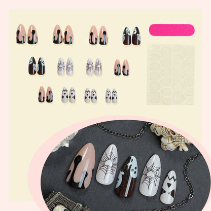 Themed Press-On Nail Art Set with Creative Halloween Designs Acalora