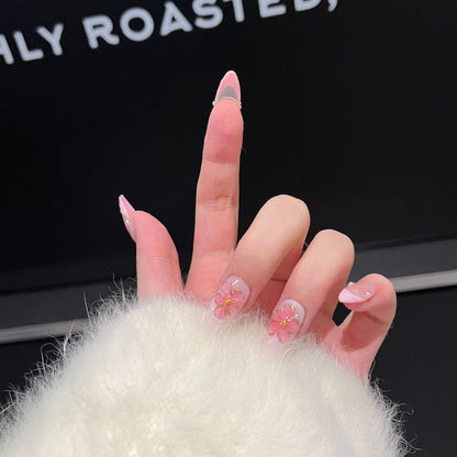 Artisan Floral-Themed Press-On Nails Set Acalora