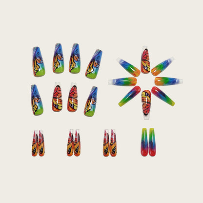 Artificial nails with colorful butterfly design Acalora