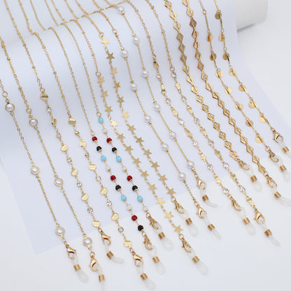 Luxe Crystal-Embellished Eyewear Chain Acalora