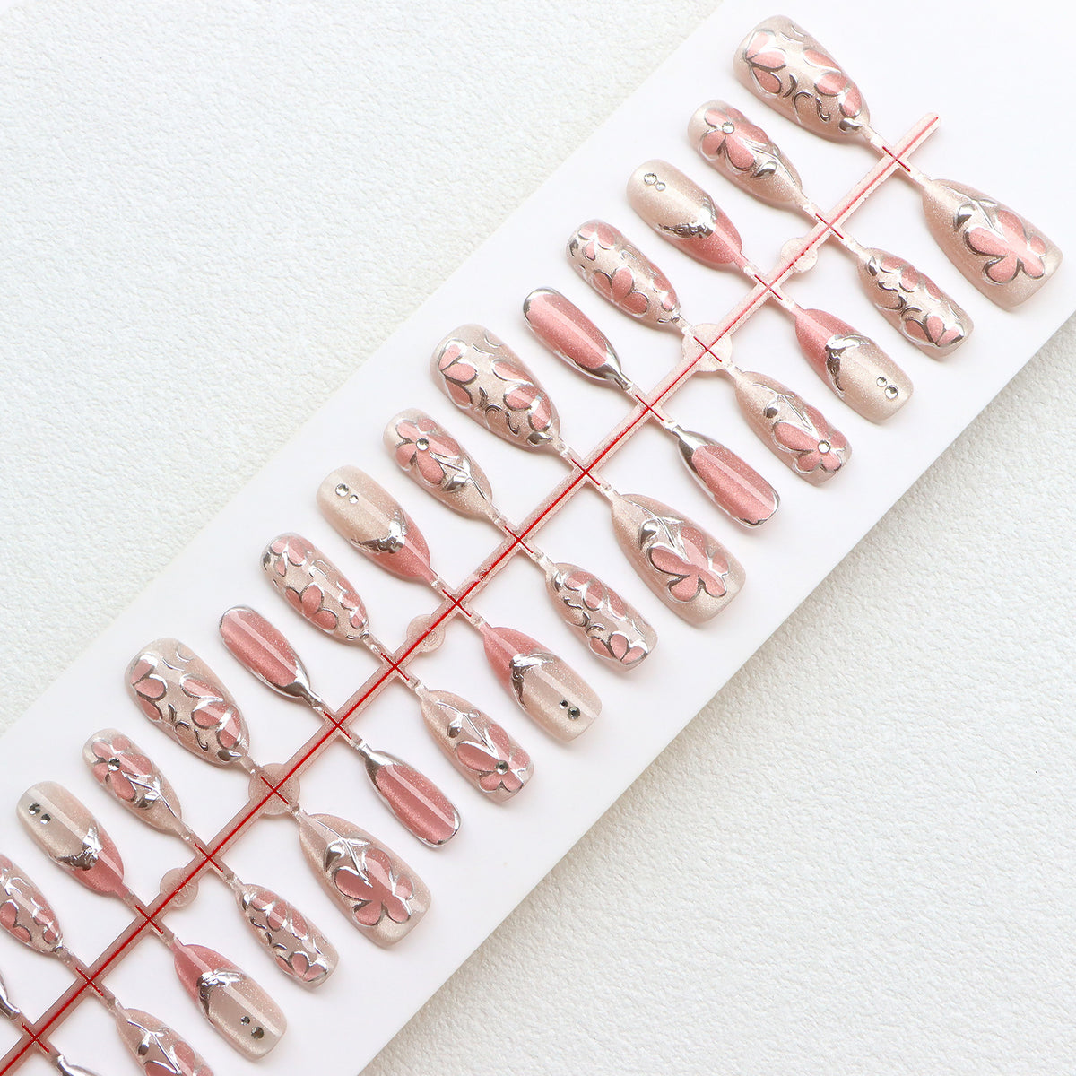 Elegant Floral Design Press-On Nail Set Acalora