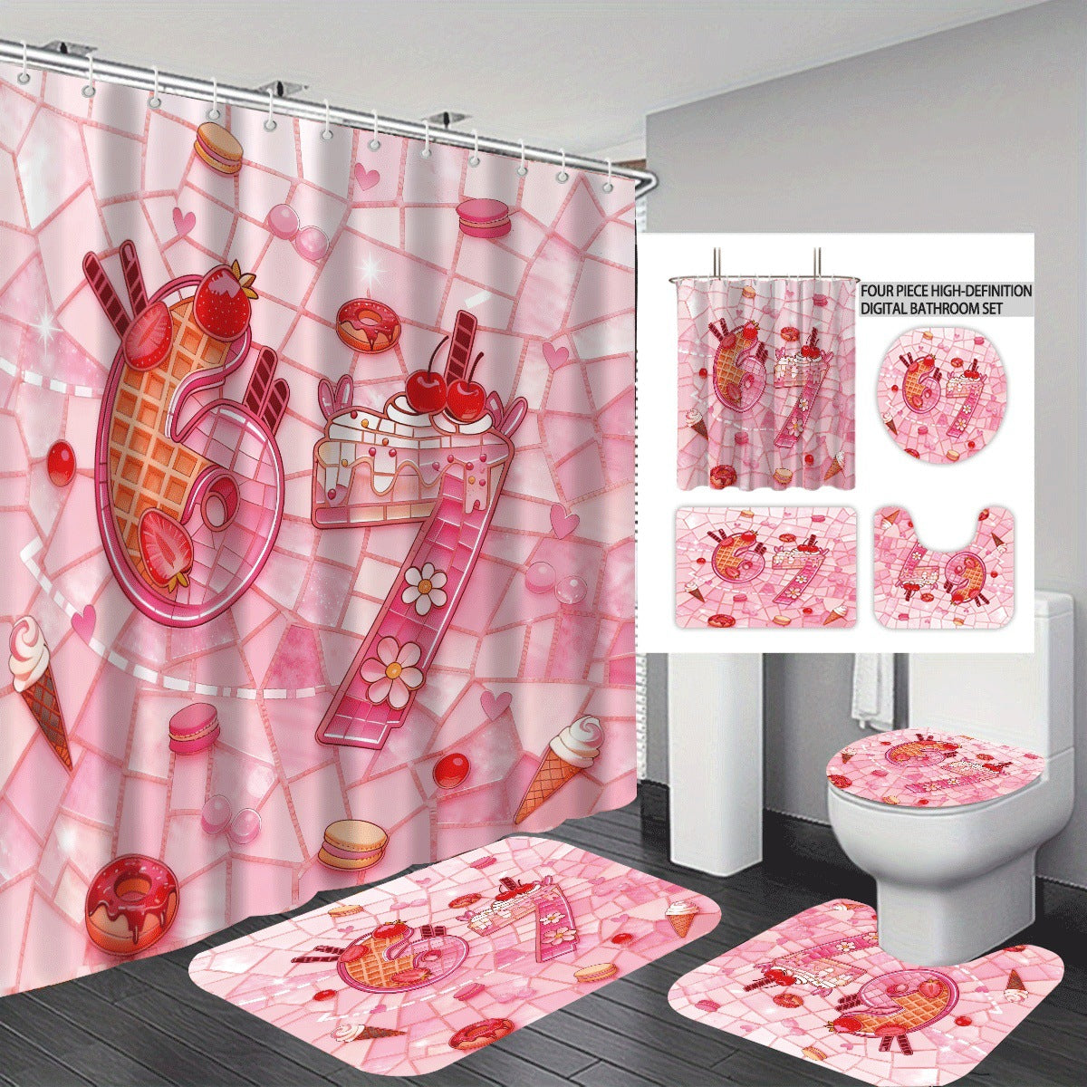 Colorful Dessert-Themed Bathroom Set