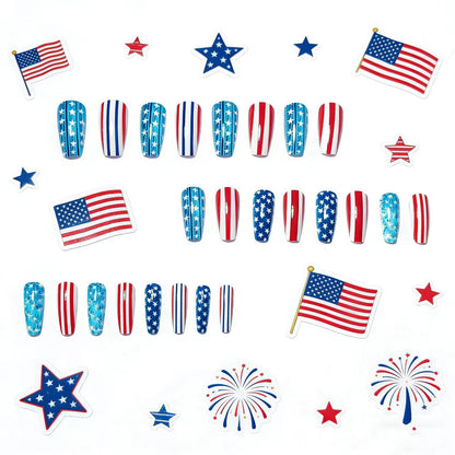 Patriotic Stars and Stripes Nail Art Acalora