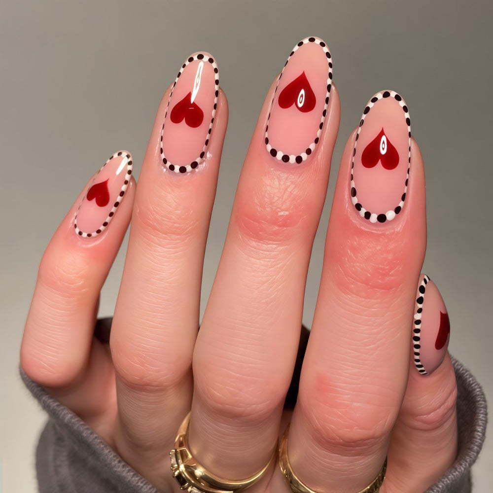 Artificial nails with heart-shaped accents Acalora