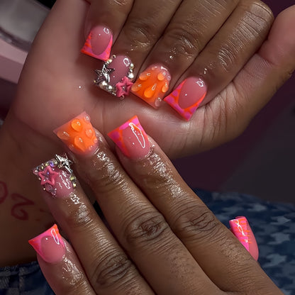 Artistic Press-On Nail Extensions with Summer Theme Acalora