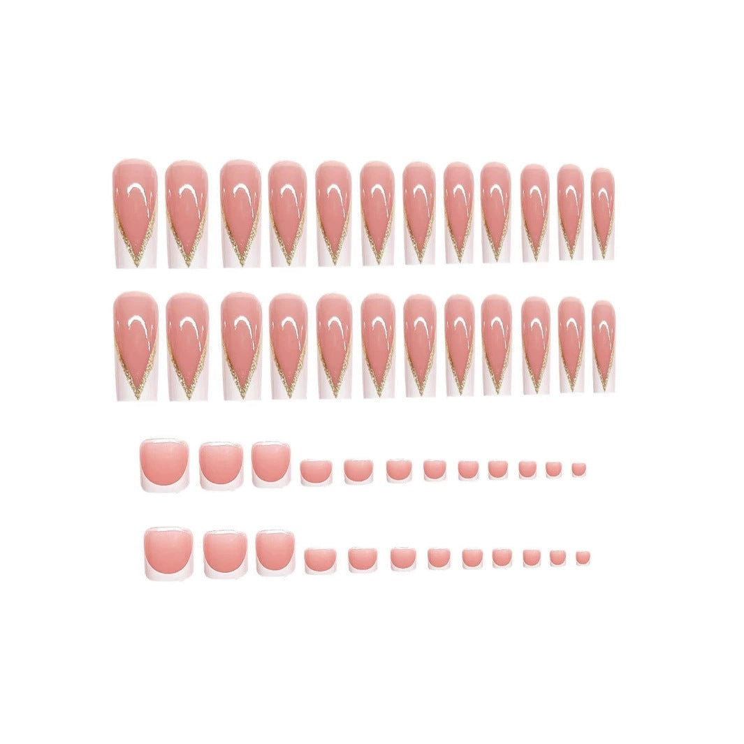 Elegant French Tip Press-On Nail Design Acalora
