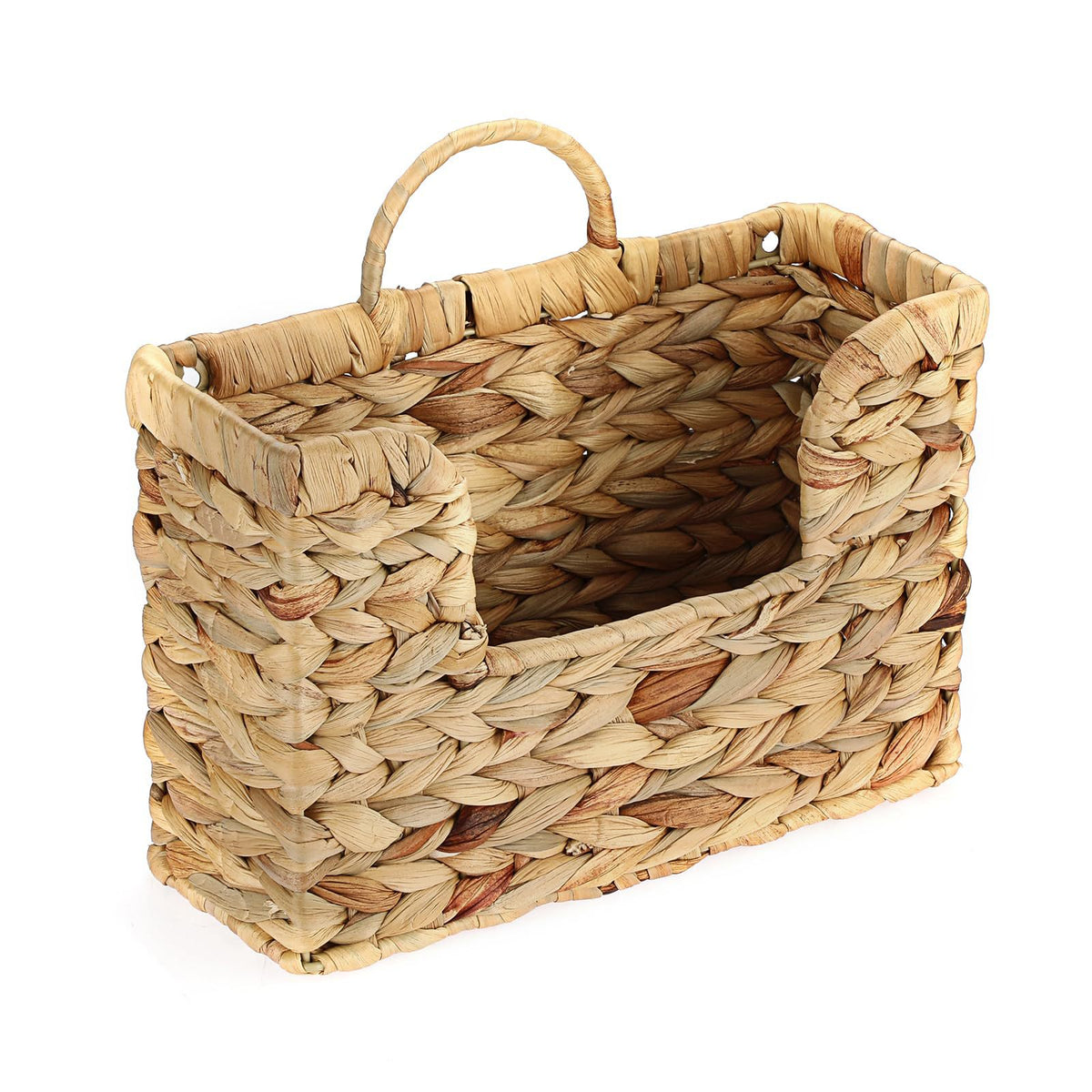 Wall shelf made of untreated wood with rattan inserts Acalora
