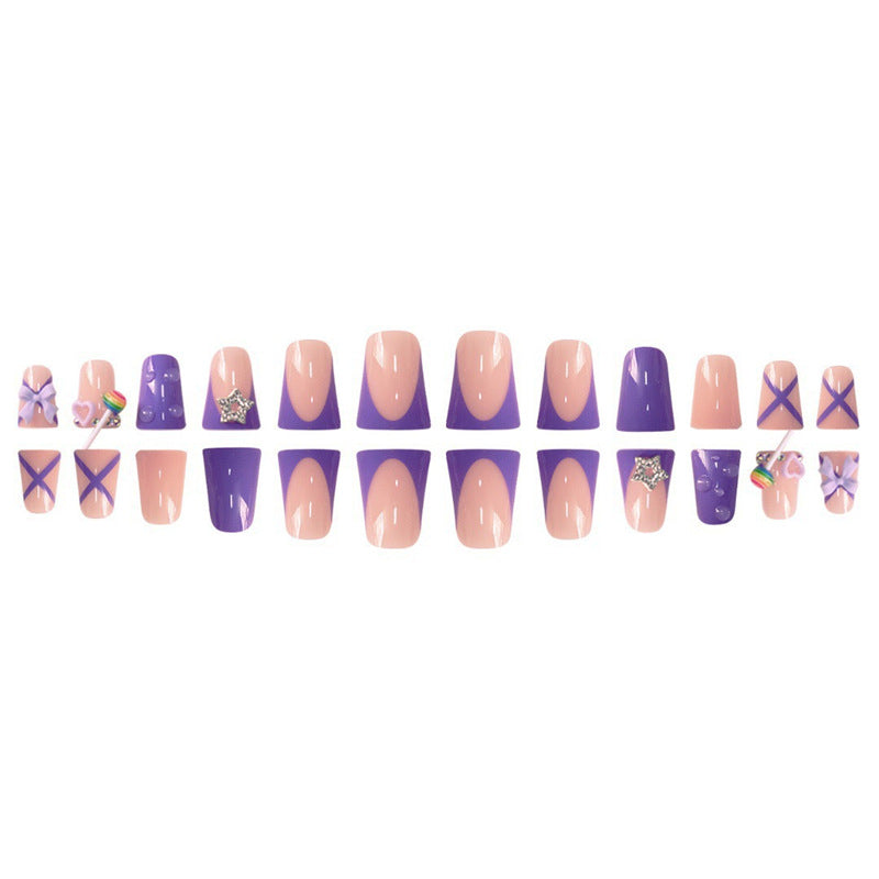 Playful Glittery Press-On Nail Art Set Acalora
