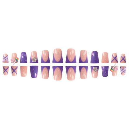 Playful Glittery Press-On Nail Art Set Acalora