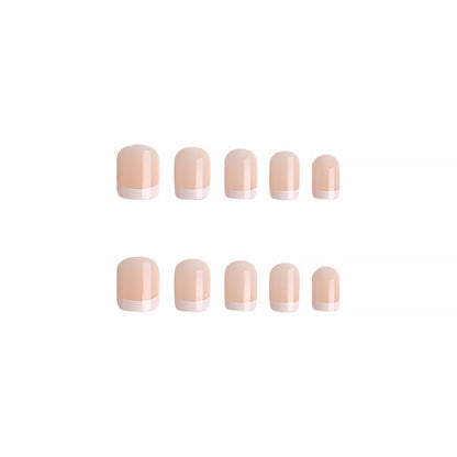 Artificial nail set with elegant French tips and natural shine Acalora