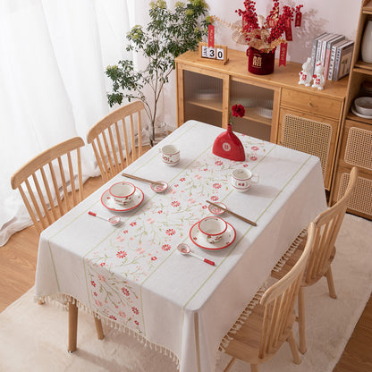 Embroidered Floral Tablecloth