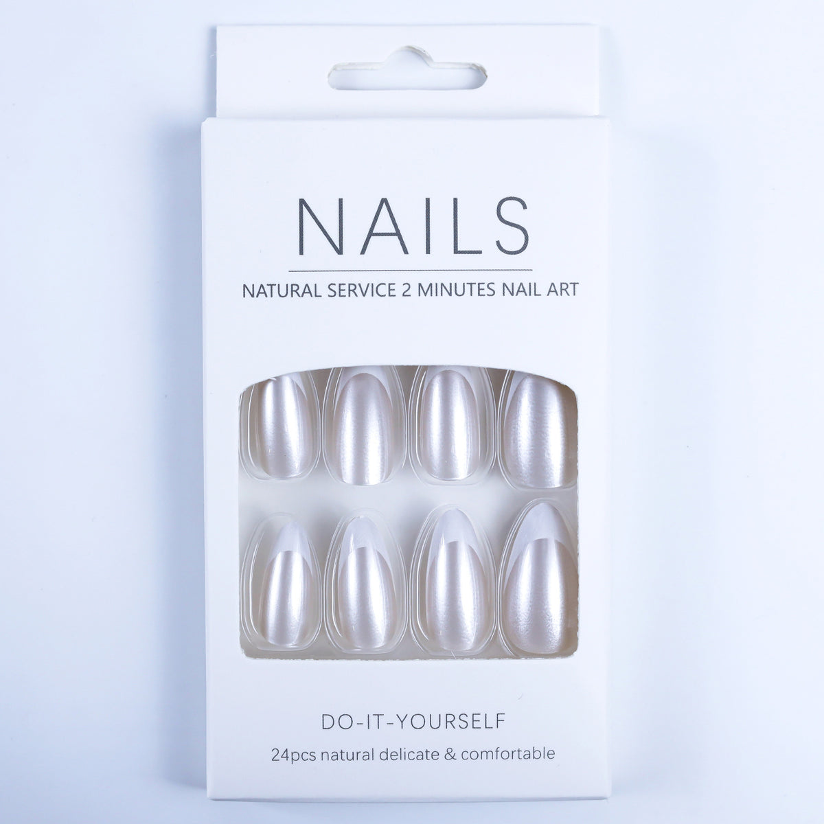 Artificial nails with elegant French design and high-gloss finish Acalora