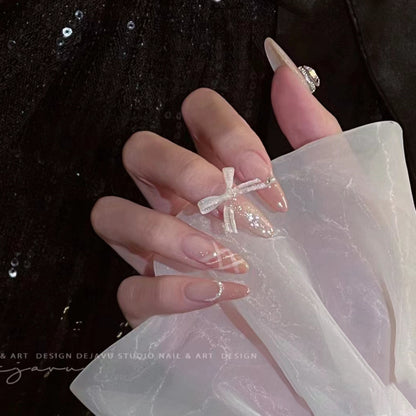 Decorative Stiletto Press-On Nail Art Set with Rhinestone and Glitter Accents Acalora