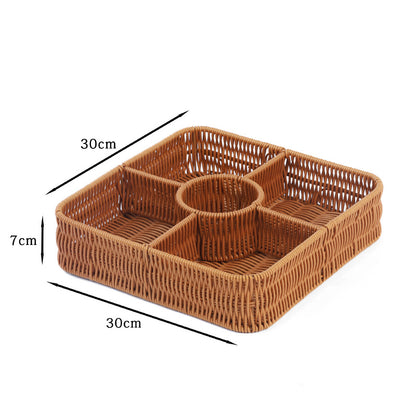 Multi-Compartment Woven Storage Basket Acalora