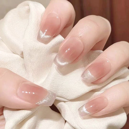 Nail set with elegant French design and sparkling accents Acalora