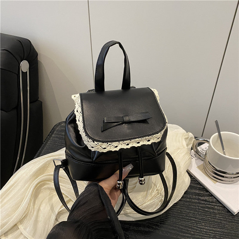 Cute Lace-Trimmed Mini Backpack Acalora