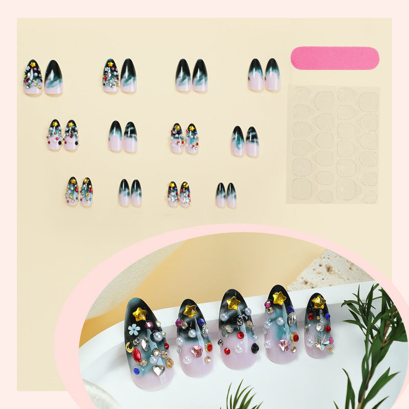 Artistic Press-On Nail Collection with Decorative Elements Acalora