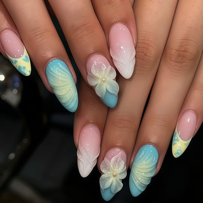 Elegant Floral Sculpted Nail Art Tips Acalora