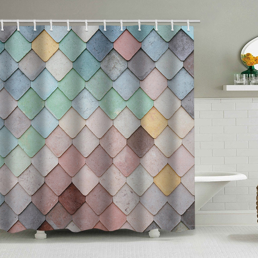 Textured Mosaic Pattern Shower Curtain