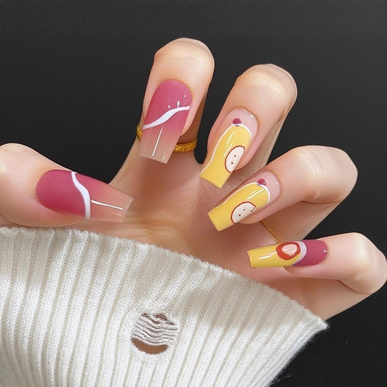 Artificial nails with glamorous glitter design and high gloss finish Acalora