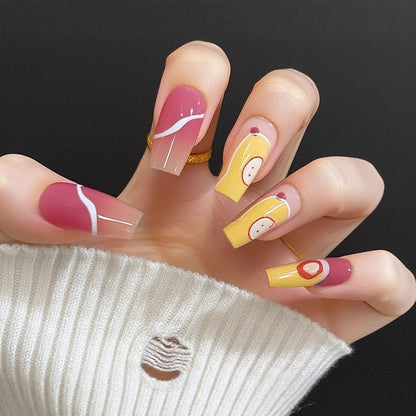 Artificial nails with glamorous glitter design and high gloss finish Acalora