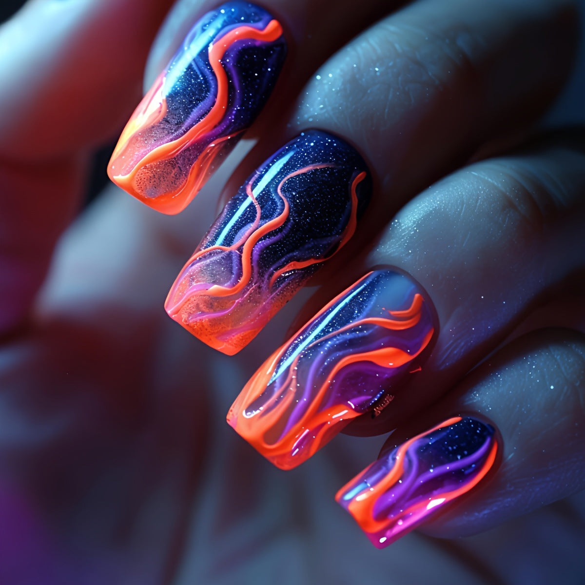Artistic Flame Effect Nail Art Acalora