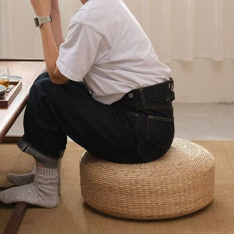 Handcrafted Natural Fiber Pouf Acalora