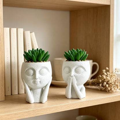 Plant pot with face motif Acalora