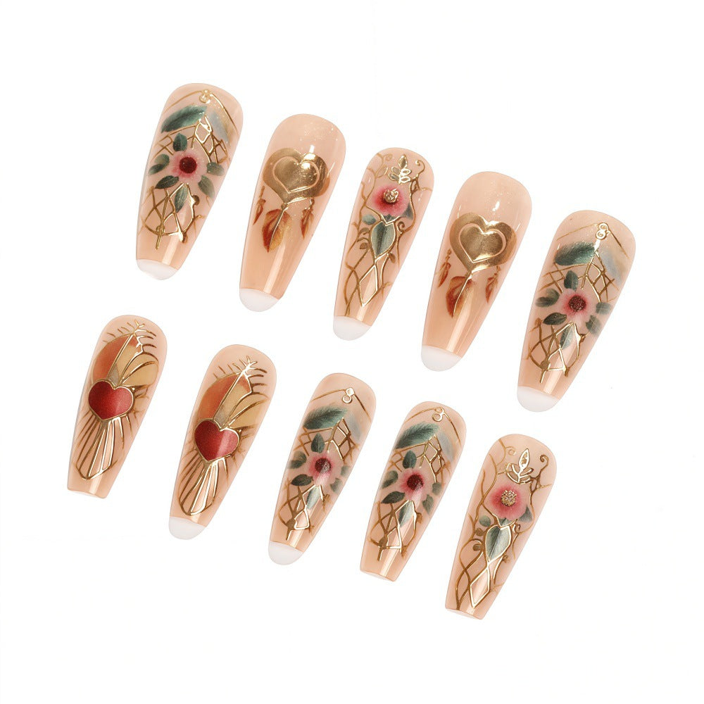 Creative artificial nails with floral and romantic design Acalora