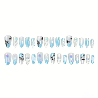 Acrylic nail set with elegant water and marine motifs Acalora