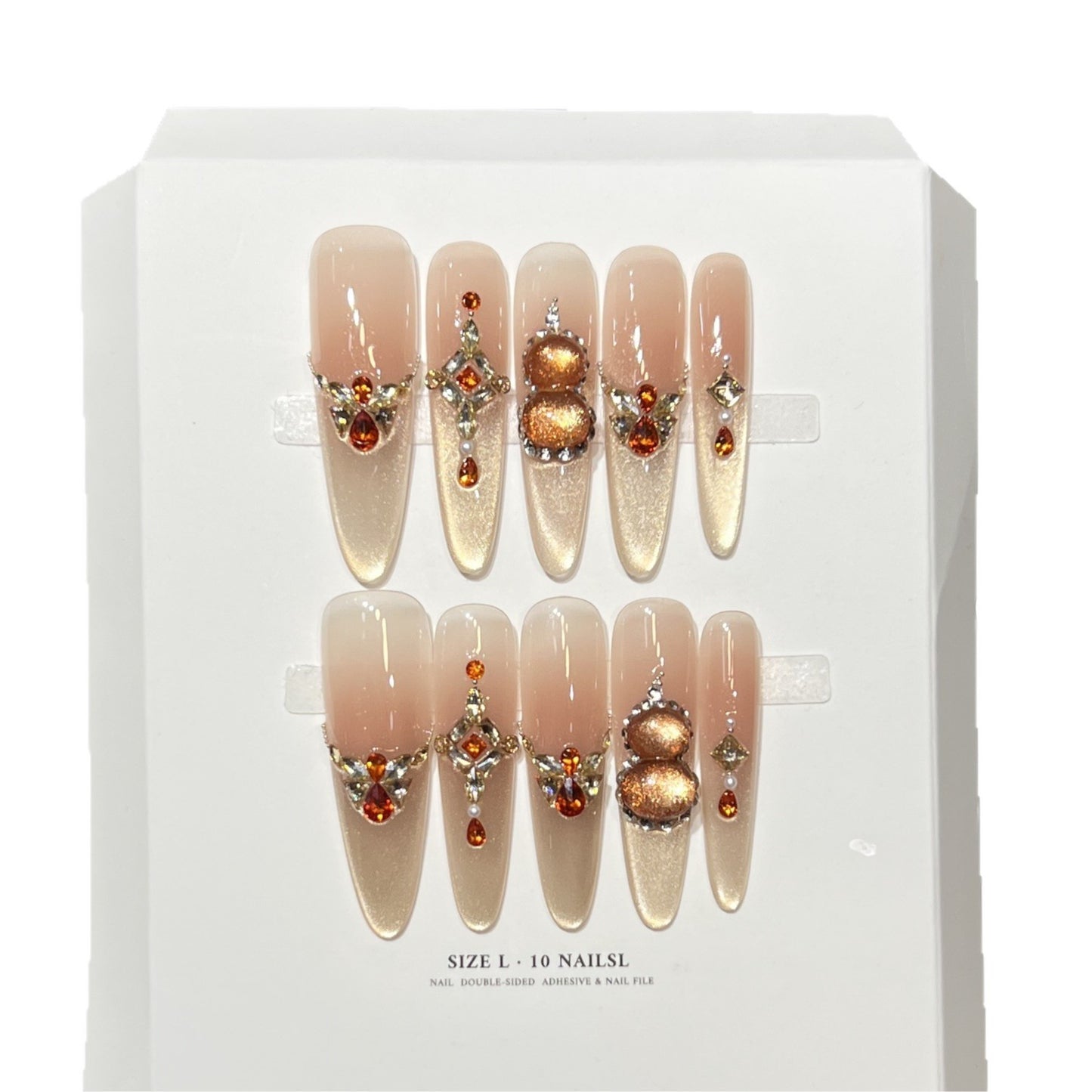 Decorative Stiletto Press-On Nail Set with Gemstone Accents Acalora 1788224085