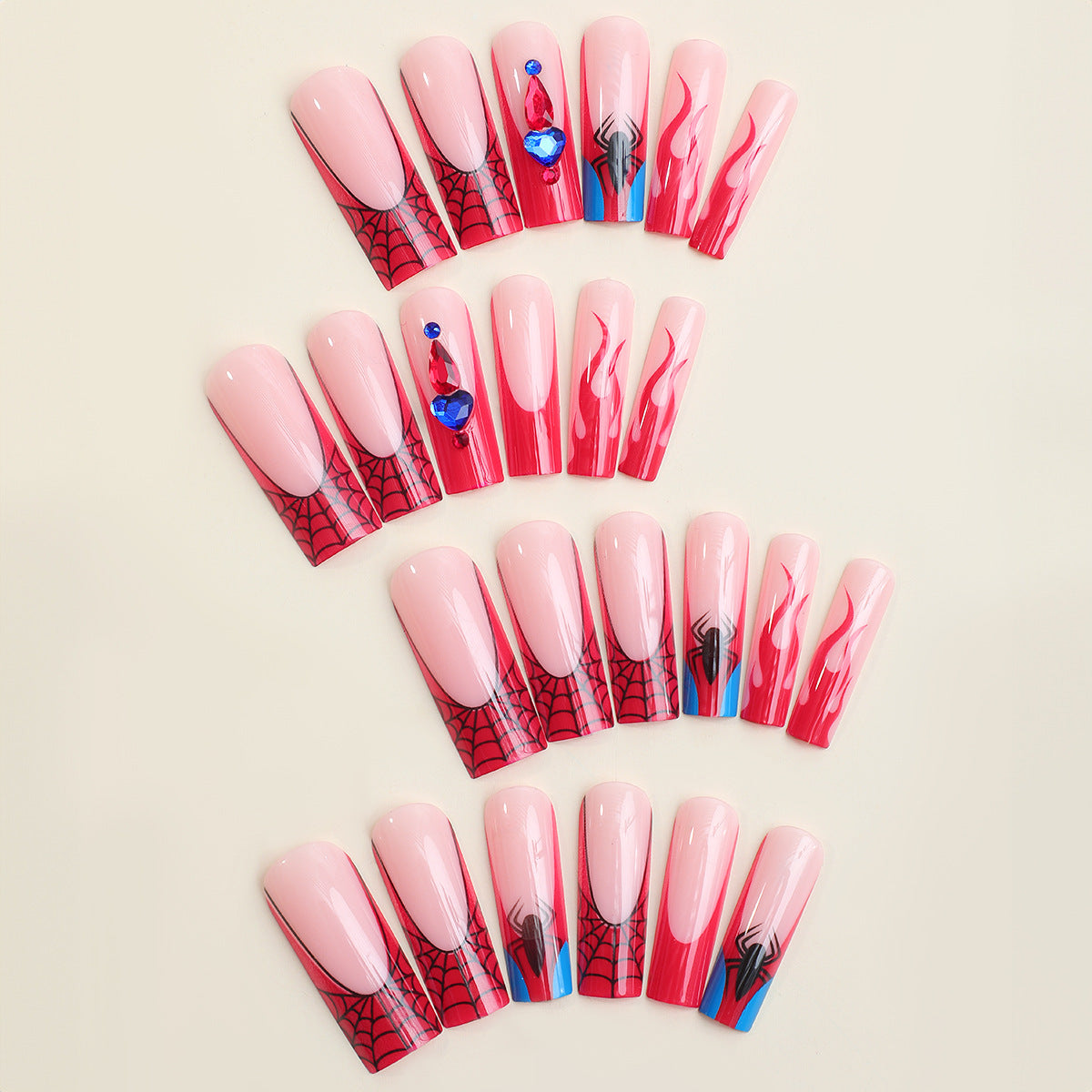 Artistic Press-On Nail Set with Spider-Man Theme Acalora